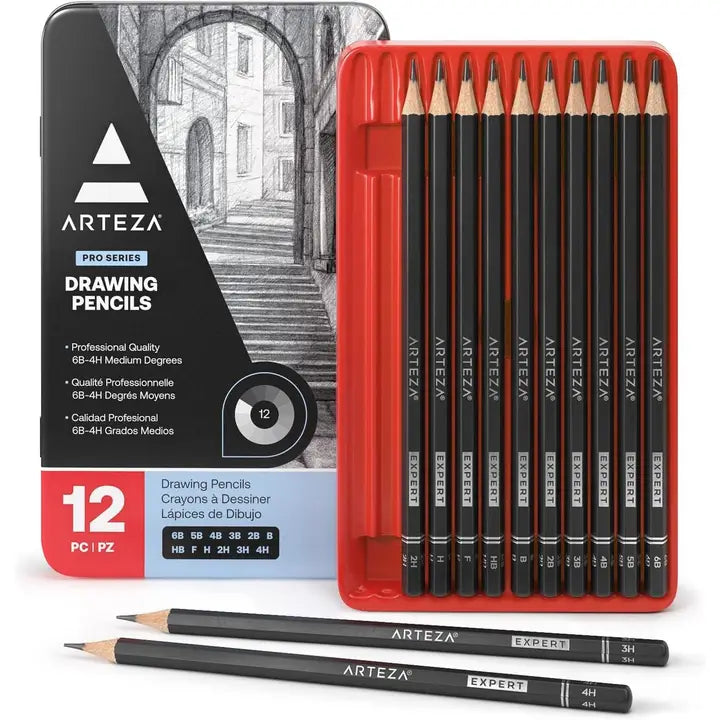 Arteza Professional Drawing Sketch Pencils Set of 12 (assorted grades)