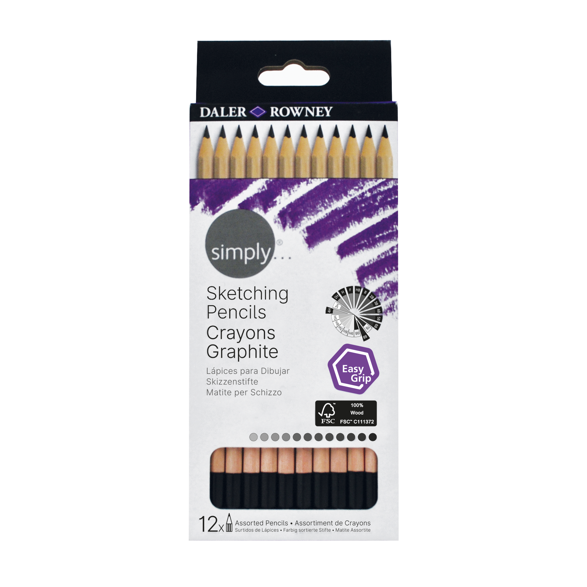 Daler-Rowney Simply Sketching Pencils Set of 12 (assorted grades)