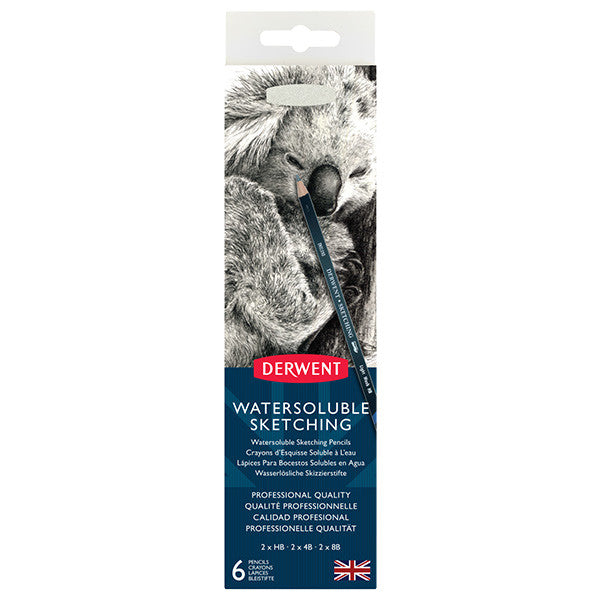 Derwent Sketching Watersoluble Tin of 6 (HB-8B)