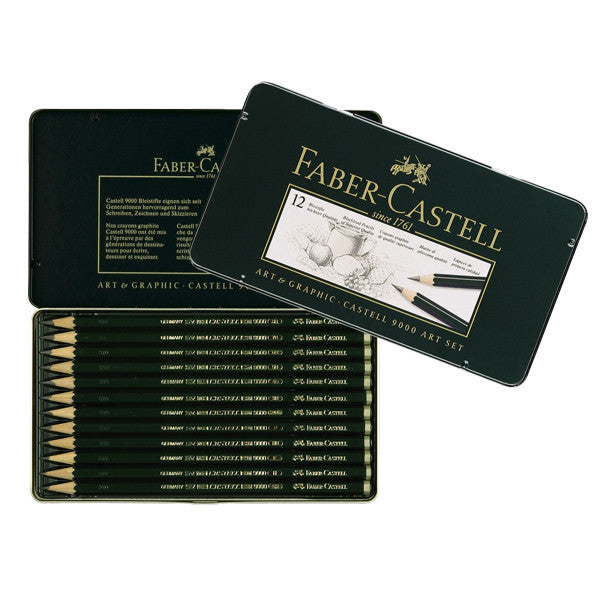Faber-Castell Castell 9000 Art Set Tin of 12 (8B-2H)