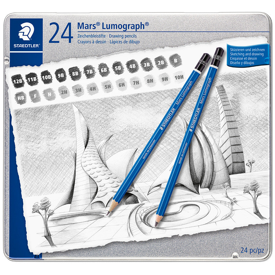 Staedtler Mars Lumograph 100 Tin of 24 (12B-10H)